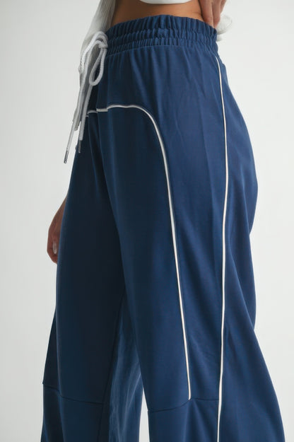 Cotton Relaxed Fit Drawstring Wide Leg Pants