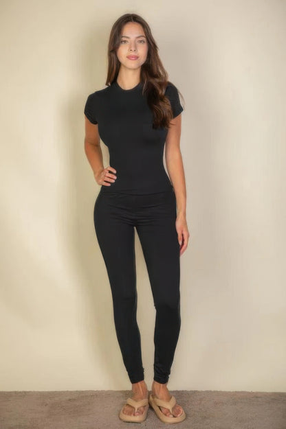 Medium Weight Stretchy Basic Solid Leggings