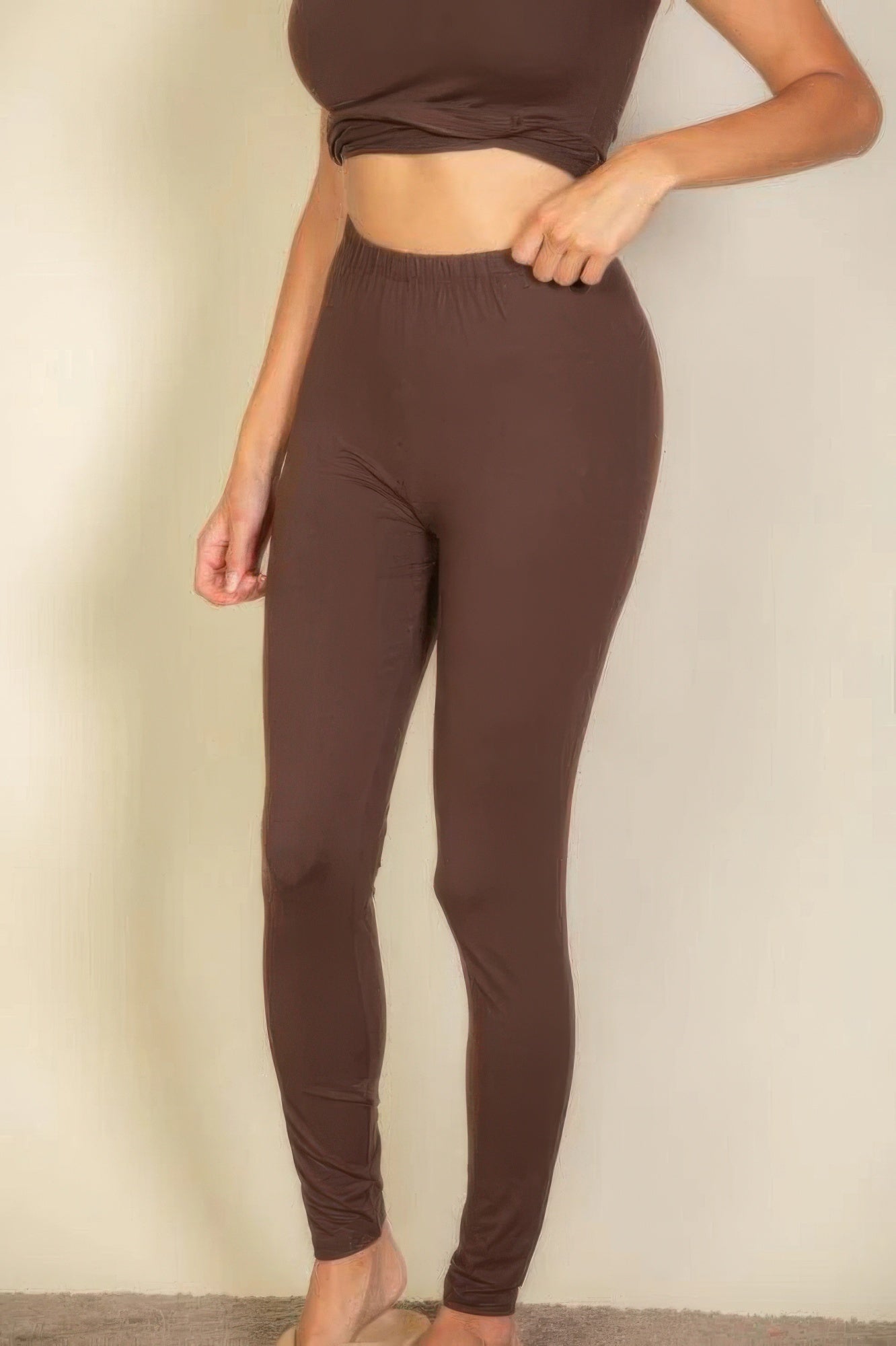 Medium Weight Stretchy Basic Solid Leggings