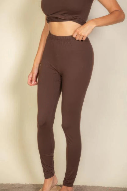 Medium Weight Stretchy Basic Solid Leggings