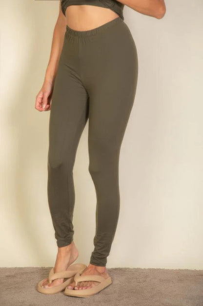 Medium Weight Stretchy Basic Solid Leggings