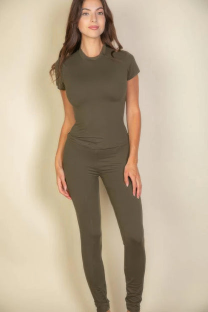 Medium Weight Stretchy Basic Solid Leggings