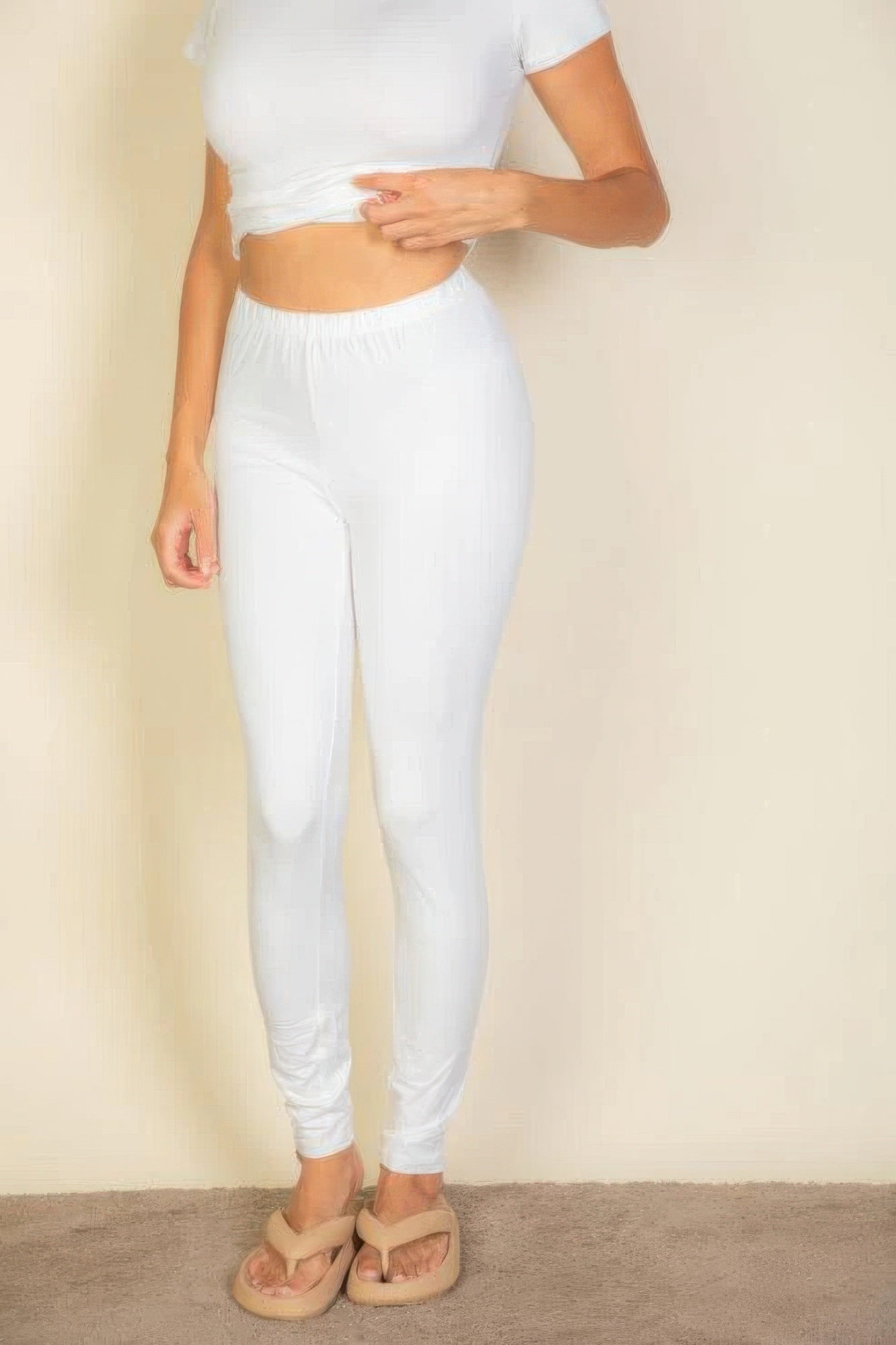 Medium Weight Stretchy Basic Solid Leggings