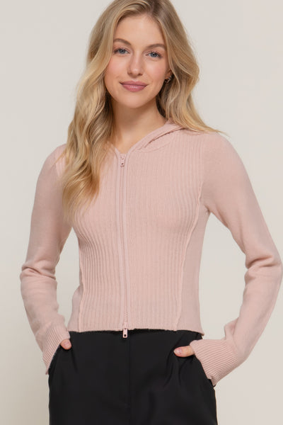 Two-way Zip Closure Hoodie Cardigan Sweater