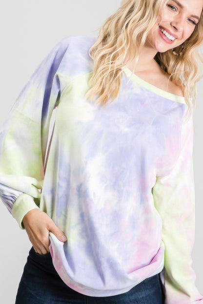 Tie-dye Puff Long Sleeve Casual Top