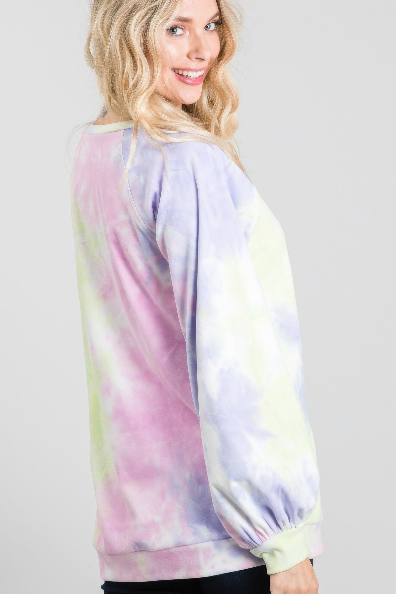 Tie-dye Puff Long Sleeve Casual Top