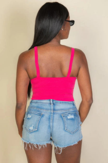 Solid Colors Strappy Cropped Tank Top