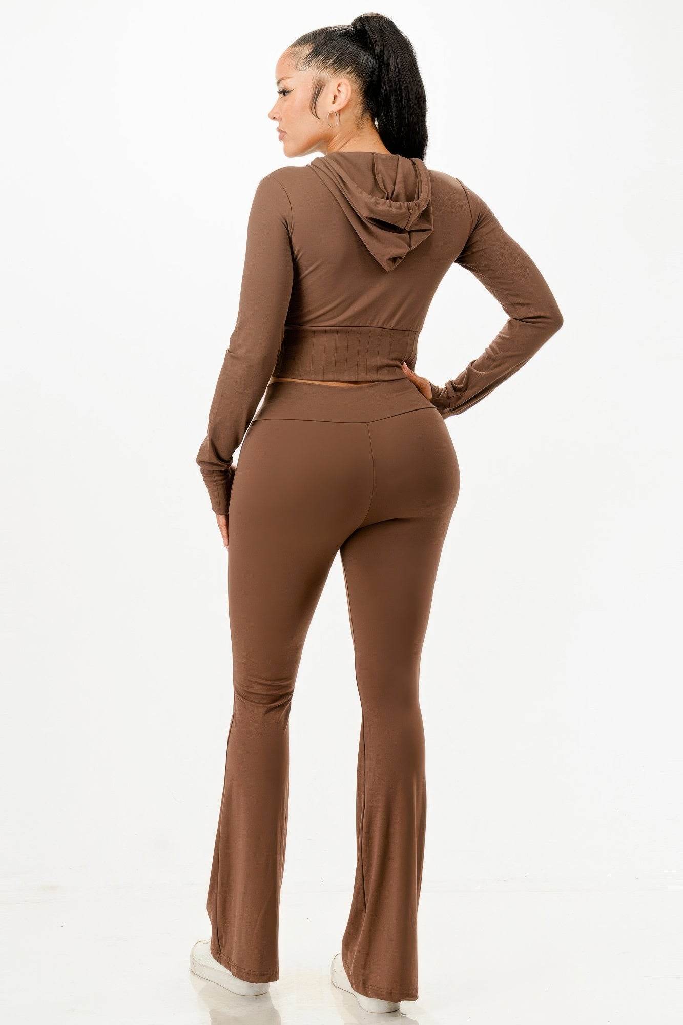 Butter Soft Crop Hoodie And Flare Pants Set - Fashions Envy