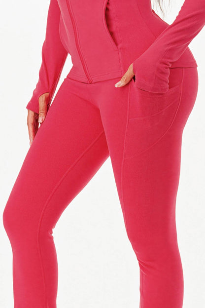 Thermal Active Wear Jacket With Flare Pants Set - Fashions Envy