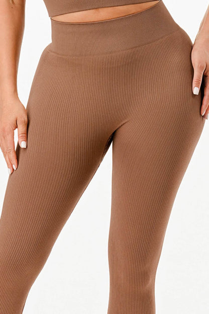 Ribbed Seamless T-shirt And Leggings Set - Fashions Envy
