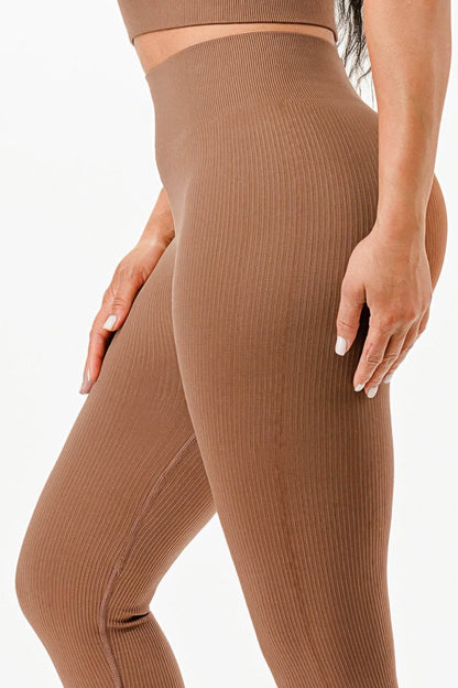 Ribbed Seamless T-shirt And Leggings Set - Fashions Envy