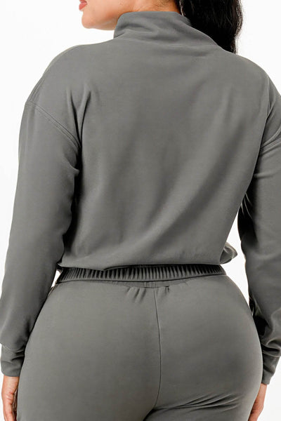 Soft Zip-up Flare-Fit Pants Track Suit Set - Fashions Envy