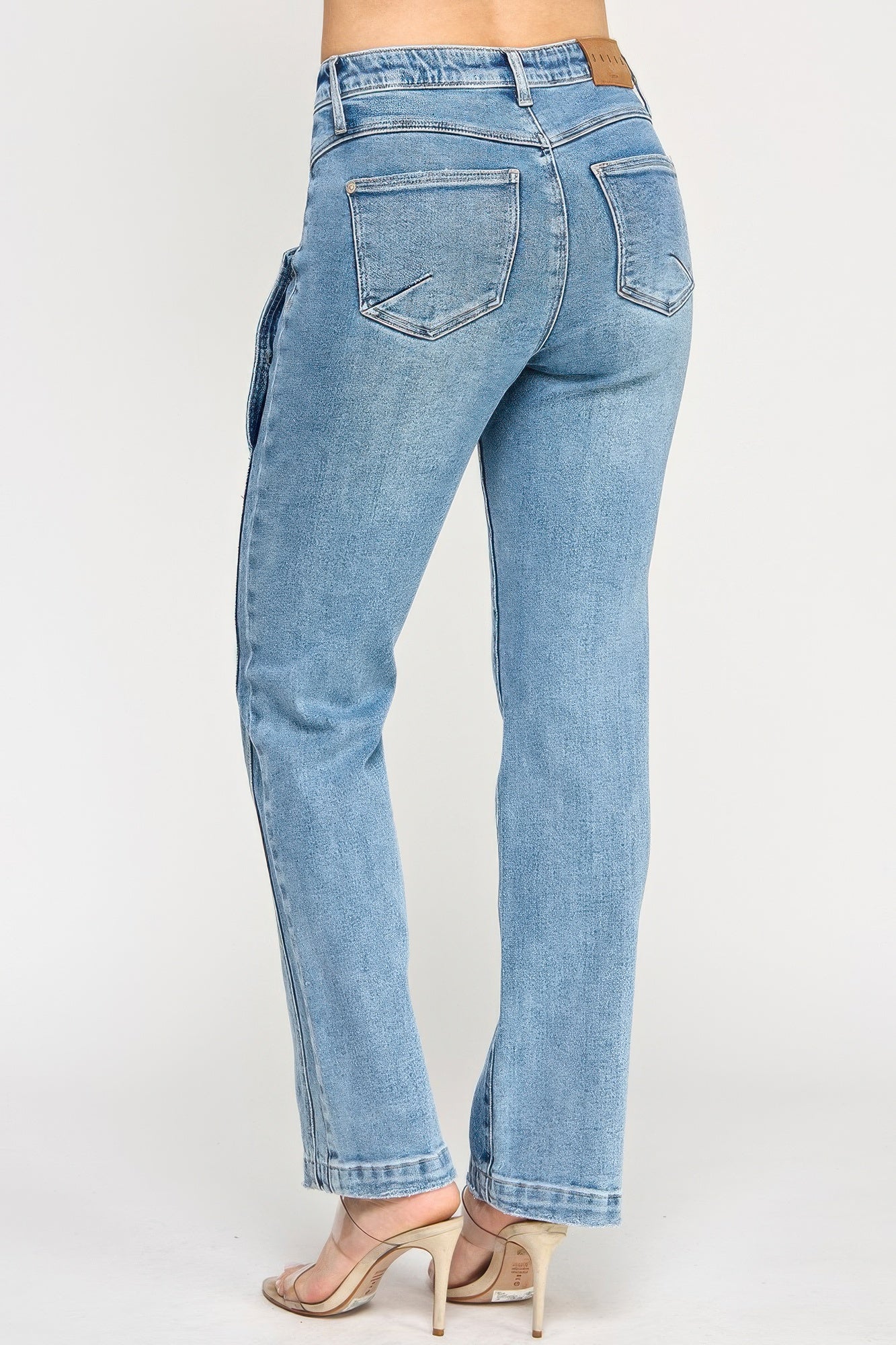 High Rise Dad Jeans - Scallop Pocket Relaxed Fit - Fashions Envy