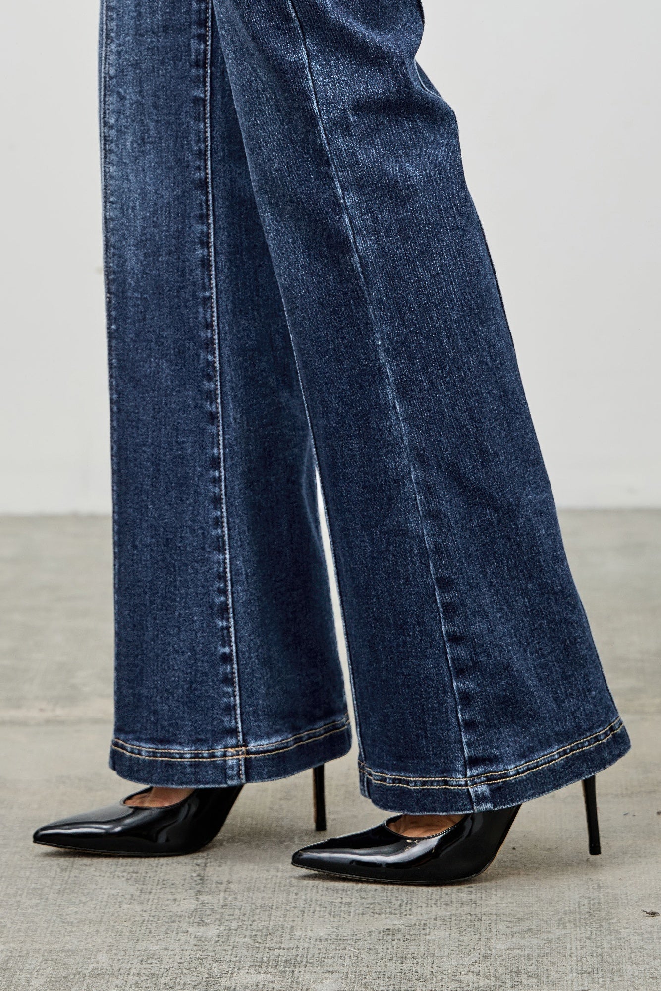 High Rise Boot Cut Jeans - Seam Detail Stretch Denim - Fashions Envy