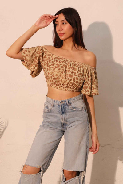 Wild Babe Bubble Sleeve Crop Top