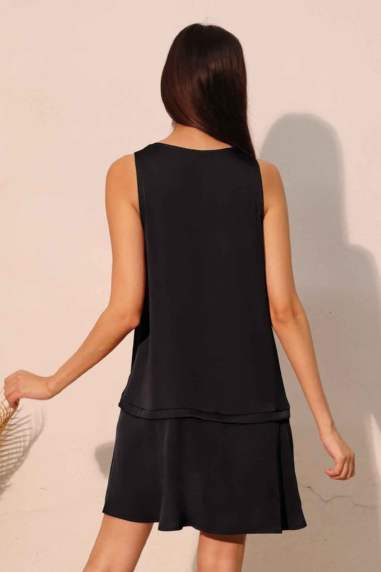 Washed Poly Silk Band Swing Dress