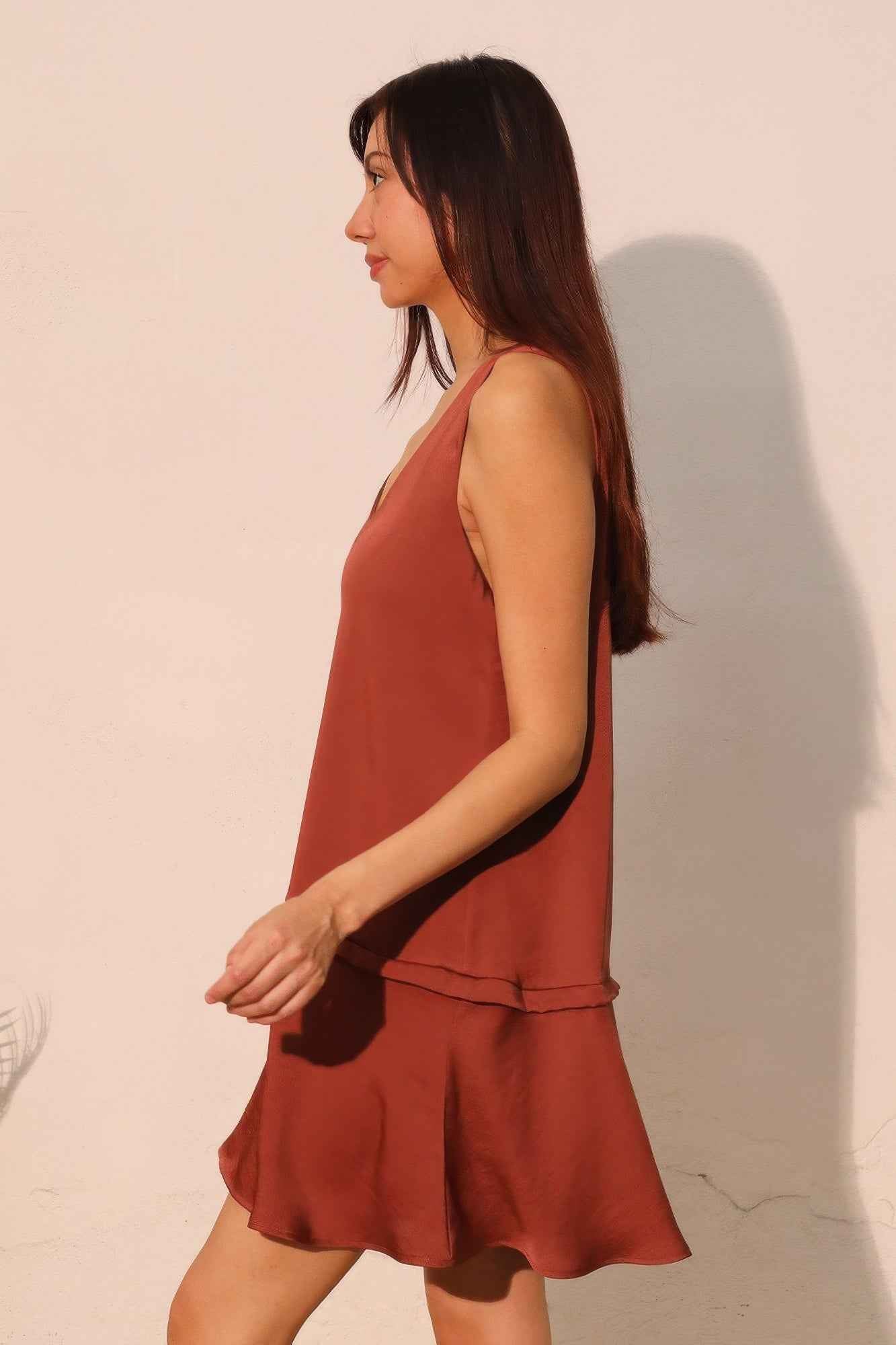 Washed Poly Silk Band Swing Dress