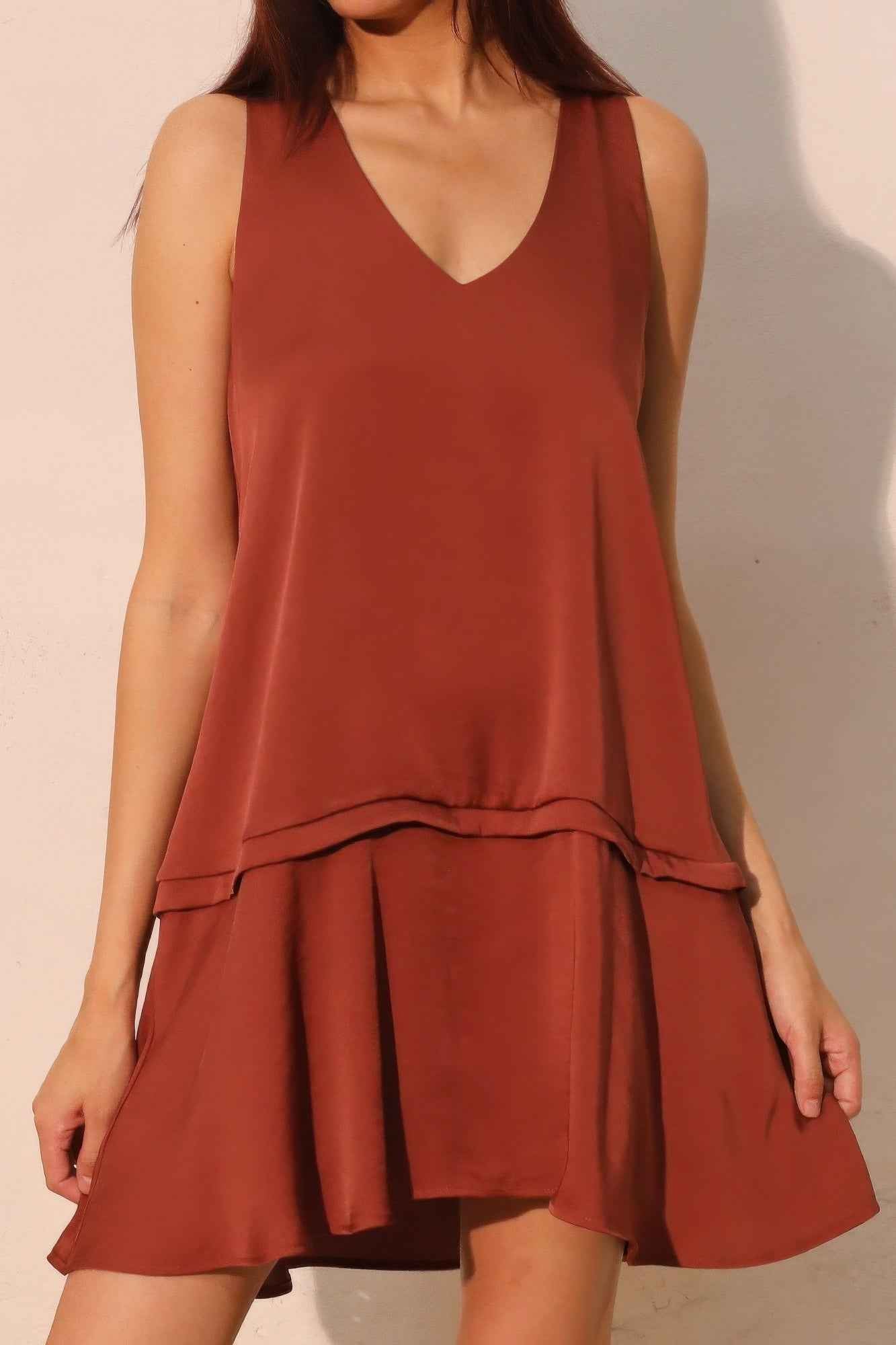 Washed Poly Silk Band Swing Dress