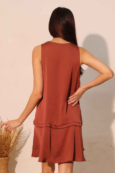 Washed Poly Silk Band Swing Dress