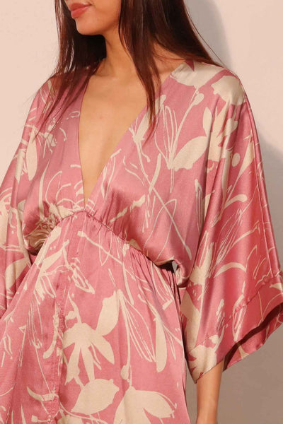 Dreaming Lily Satin Kimono Maxi Dress
