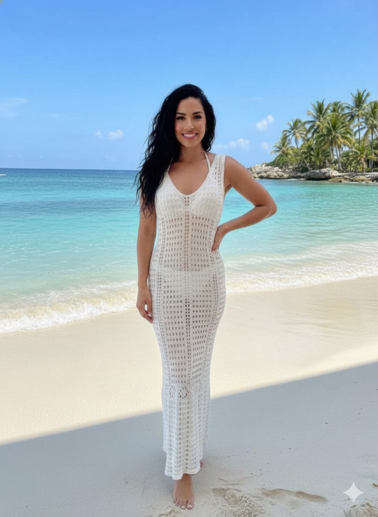 Beach Cover Up - Crochet Maxi Dress - Fashions Envy