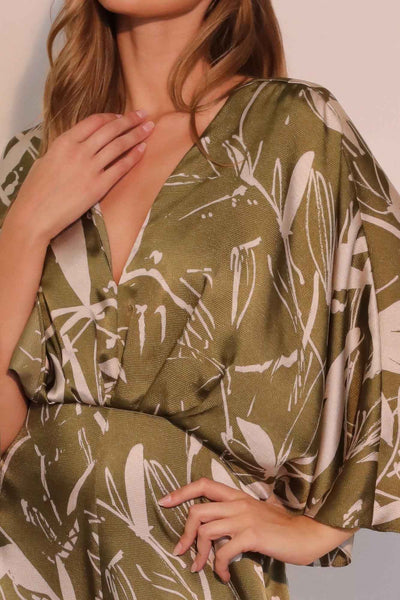 Satin Cape Jumpsuit - Dreaming Lily Print