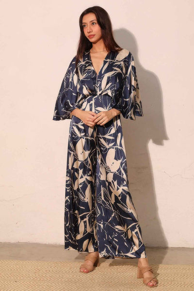 Satin Cape Jumpsuit - Dreaming Lily Print