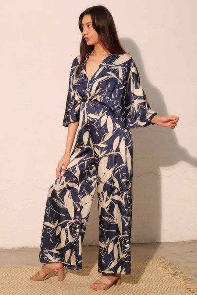 Satin Cape Jumpsuit - Dreaming Lily Print