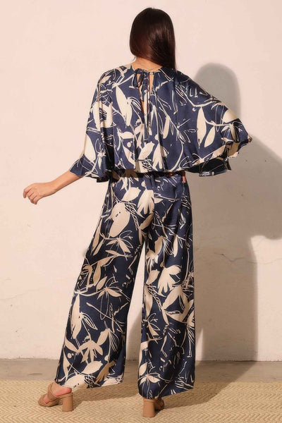 Satin Cape Jumpsuit - Dreaming Lily Print