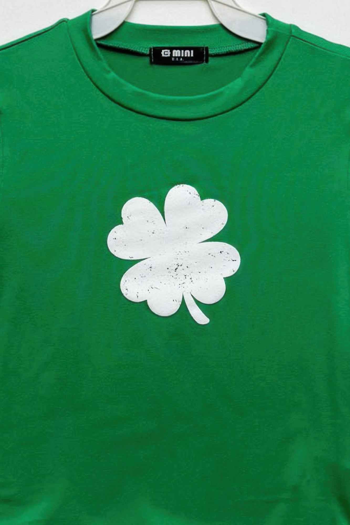 Four Leaf Clover Graphic Print Cotton Top