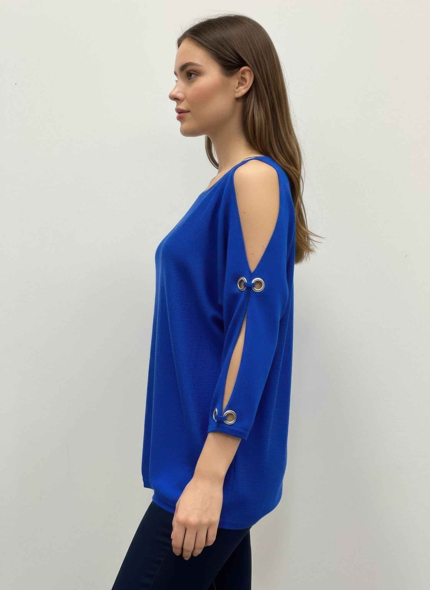 Cable & Gauge Pullover Sweater - Grommet Cutout Sleeve