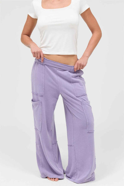 Mineral Wash Wide Leg Cargo Pants
