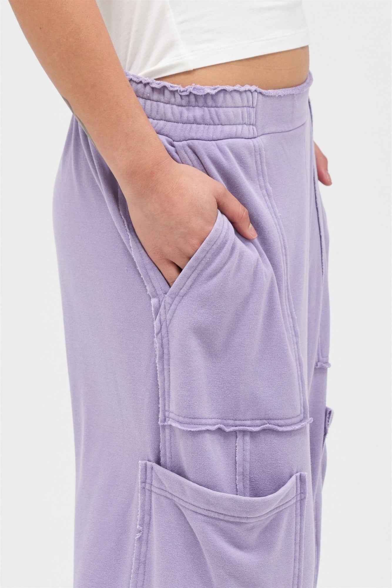 Mineral Wash Wide Leg Cargo Pants
