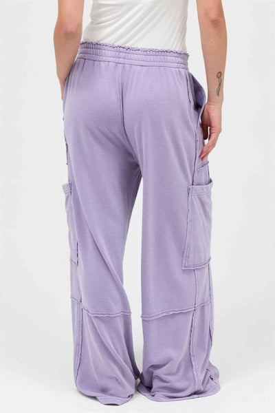 Mineral Wash Wide Leg Cargo Pants