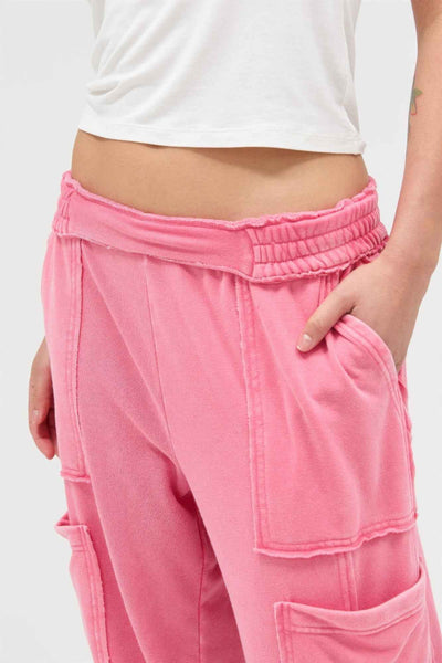 Mineral Wash Wide Leg Cargo Pants