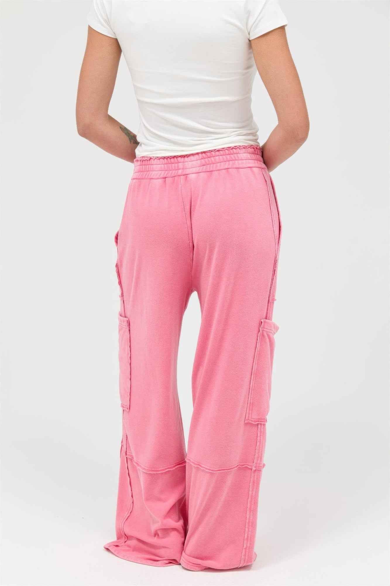 Mineral Wash Wide Leg Cargo Pants