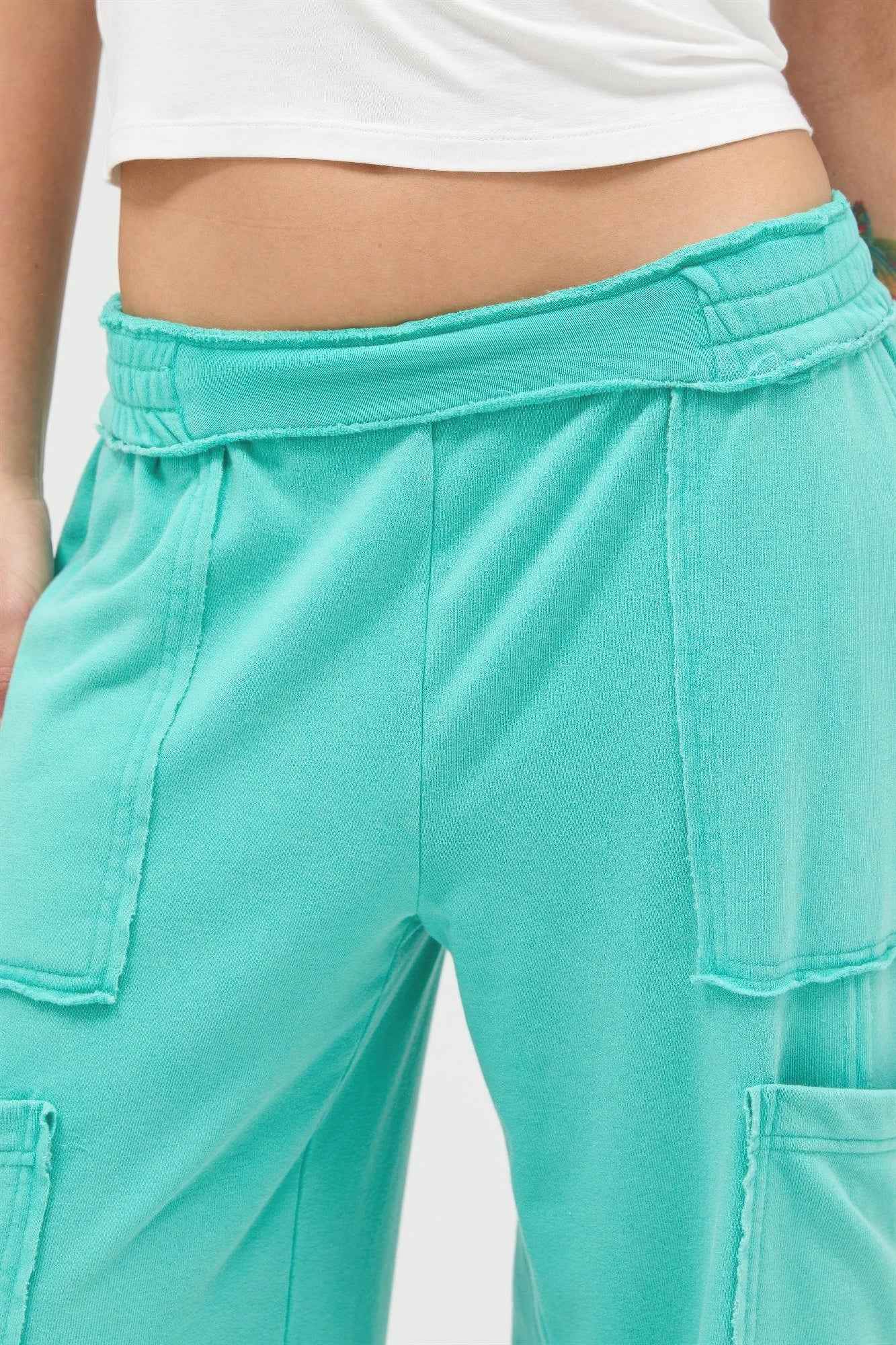 Mineral Wash Wide Leg Cargo Pants