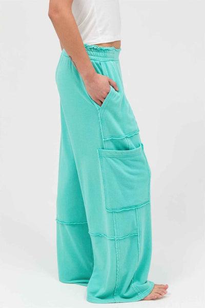 Mineral Wash Wide Leg Cargo Pants