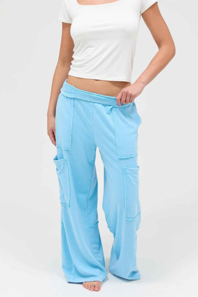 Mineral Wash Wide Leg Cargo Pants
