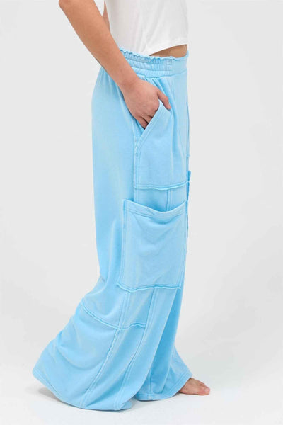 Mineral Wash Wide Leg Cargo Pants