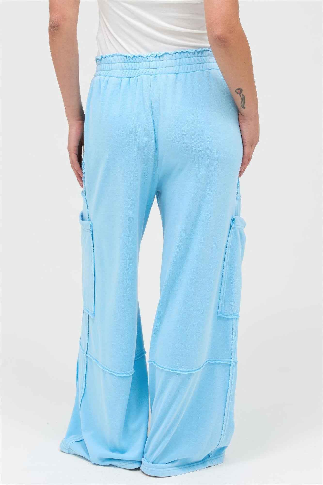 Mineral Wash Wide Leg Cargo Pants