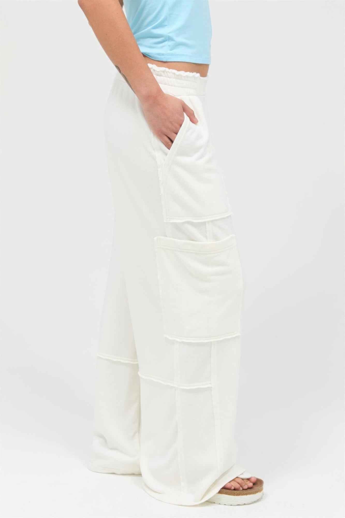 Mineral Wash Wide Leg Cargo Pants
