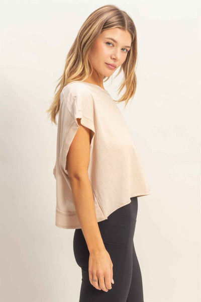 Boxy Crew Neck T-shirt - Relaxed Fit Top