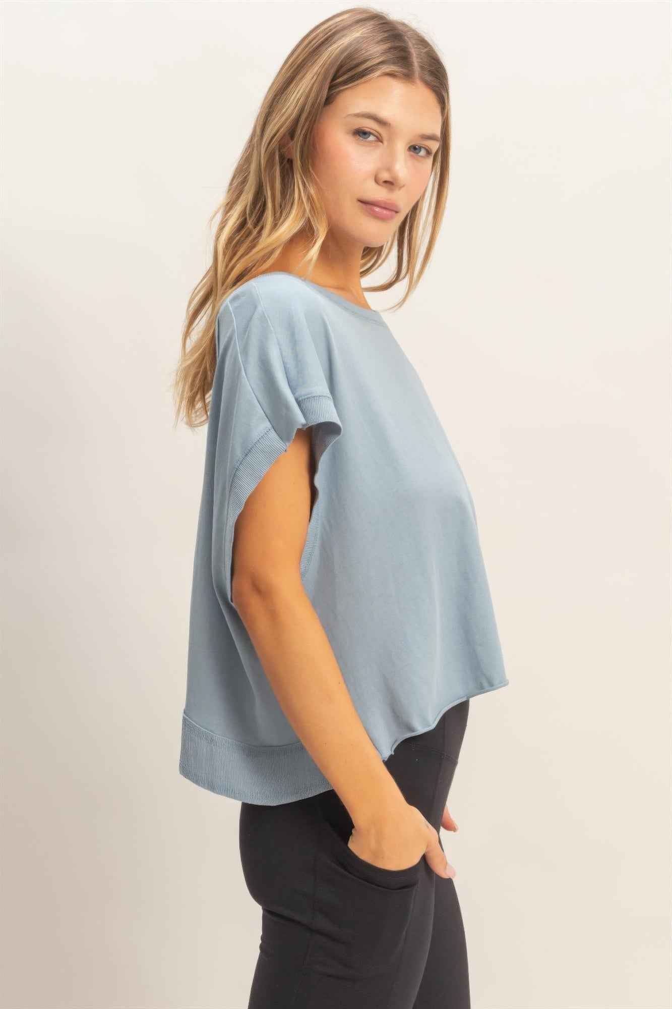 Boxy Crew Neck T-shirt - Relaxed Fit Top