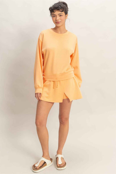 Wrap Front Elastic Waist Skort - Overlapping Wrap Front