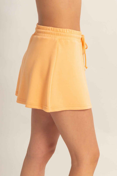 Wrap Front Elastic Waist Skort - Overlapping Wrap Front