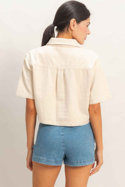 Collared V-neck Top