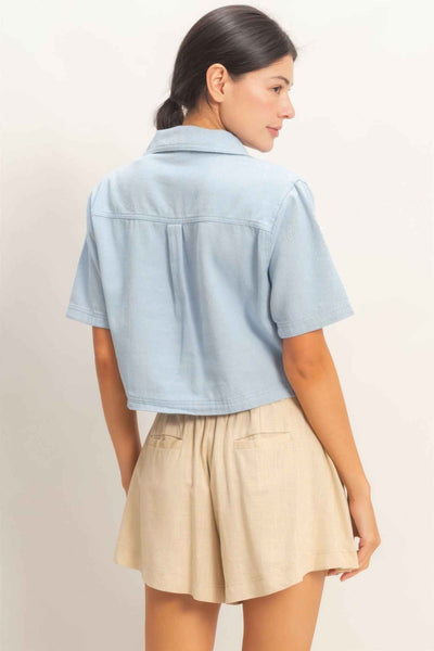 Collared V-neck Top