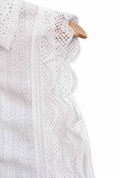 Timeless Cotton Eyelet Lace Button-front Blouse