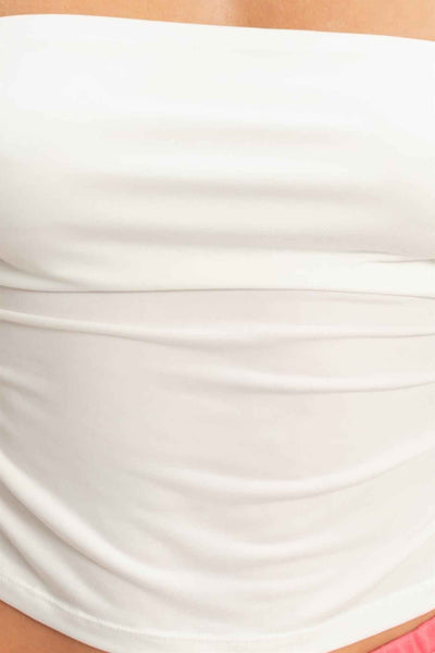 Ruched Bandeau Top - Strapless Gathered Bodice Crop